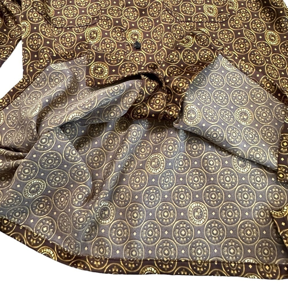 Urban Outfitters Brown & Gold Printed Button-Down Shirt - Picture 13 of 16
